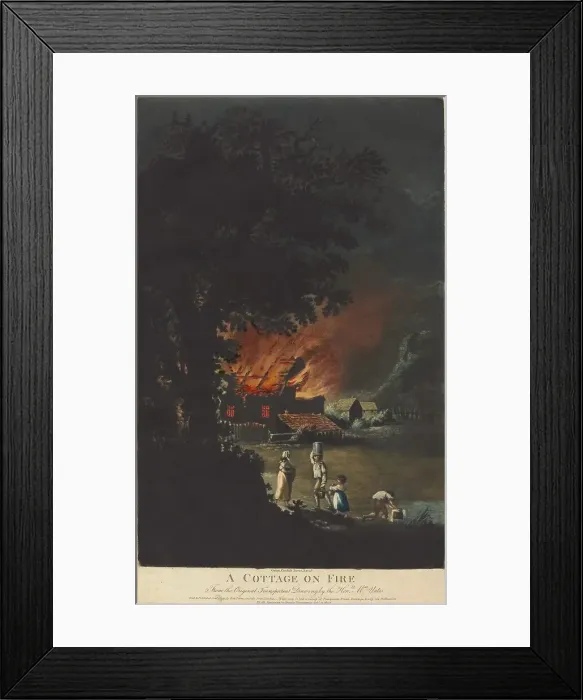 Framed Print : A Cottage on Fire, 1799. Creators: Charles Turner, Yates Framed Print : A Cottage on Fire, 1799. Creators: Charles Turner, Yates