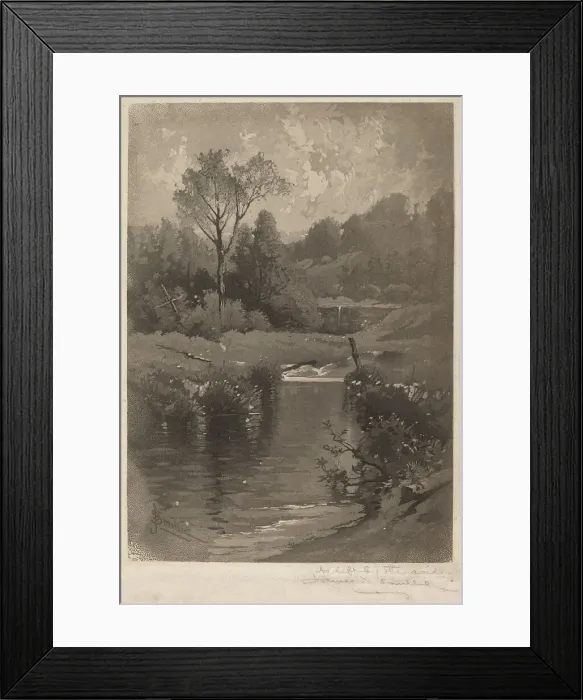 Framed Print : An Old Dam Near Montrose, 1891. Creator: James David Smillie Framed Print : An Old Dam Near Montrose, 1891. Creator: James David Smillie