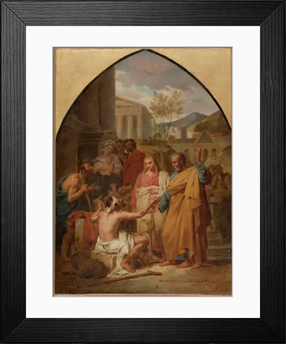 Framed Print : Sketch for the Saint-Séverin church: St Peter healing a cripple... 1819. Creator: Louis Vincent Léon Pallière Framed Print : Sketch for the Saint-Séverin church: St Peter healing a cripple... 1819. Creator: Louis Vincent Léon Pallière