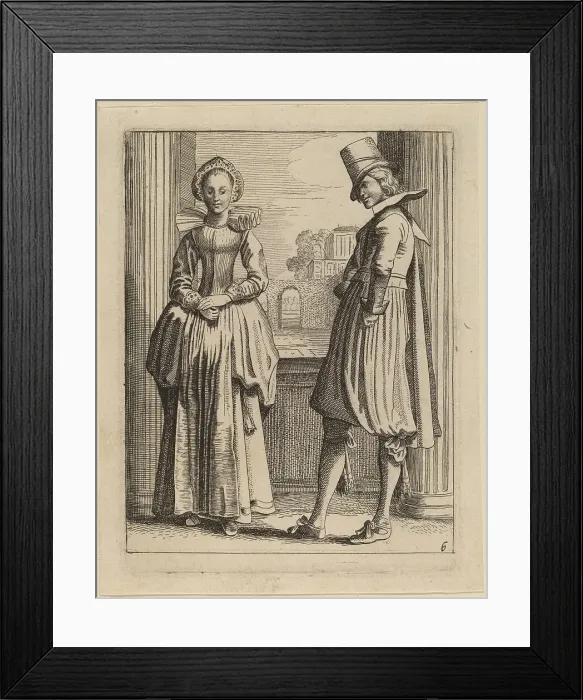 Framed Print : Two Figures in Costume. Creator: Jan van de Velde II Framed Print : Two Figures in Costume. Creator: Jan van de Velde II