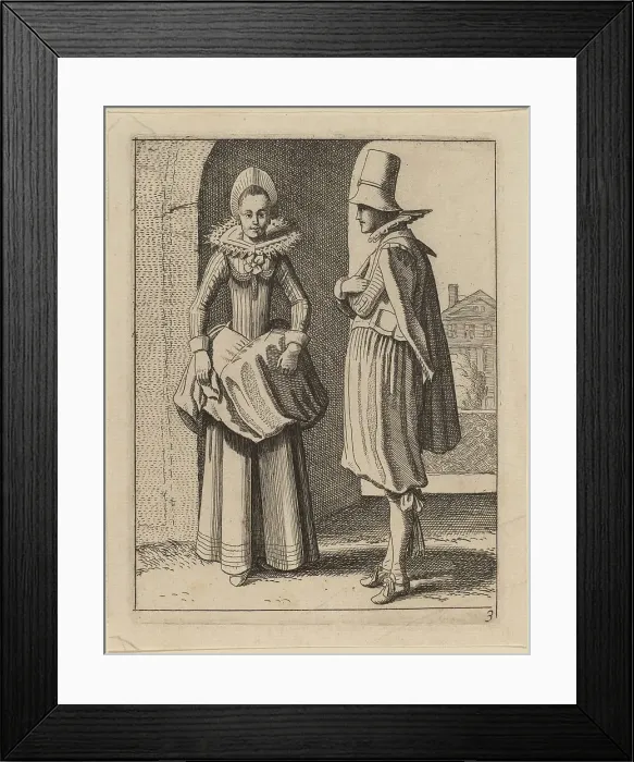 Framed Print : Two Figures in Costume. Creator: Jan van de Velde II Framed Print : Two Figures in Costume. Creator: Jan van de Velde II
