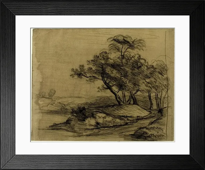 Framed Print : River Bank with Trees (recto), 1796 / 1837. Creator: John Constable Framed Print : River Bank with Trees (recto), 1796 / 1837. Creator: John Constable