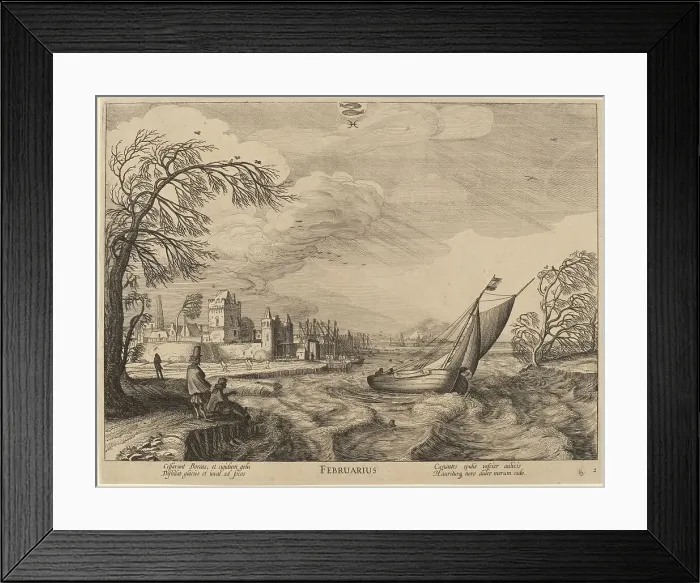 Framed Print : February. Creator: Jan van de Velde II Framed Print : February. Creator: Jan van de Velde II