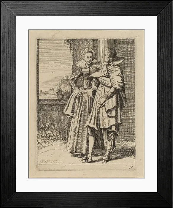 Framed Print : Two Figures in Costume. Creator: Jan van de Velde II Framed Print : Two Figures in Costume. Creator: Jan van de Velde II