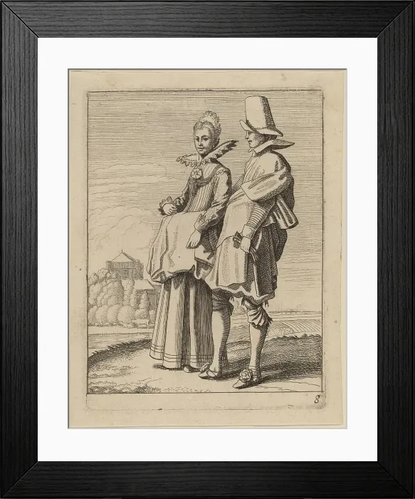 Framed Print : Two Figures in Costume. Creator: Jan van de Velde II Framed Print : Two Figures in Costume. Creator: Jan van de Velde II