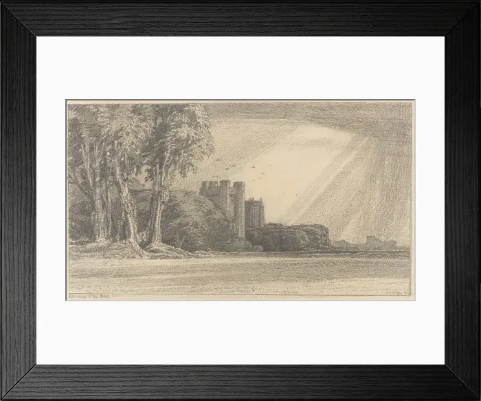 Framed Print : Landscape with Castle, 1921. Creator: Frederick Landseer Maur Griggs Framed Print : Landscape with Castle, 1921. Creator: Frederick Landseer Maur Griggs