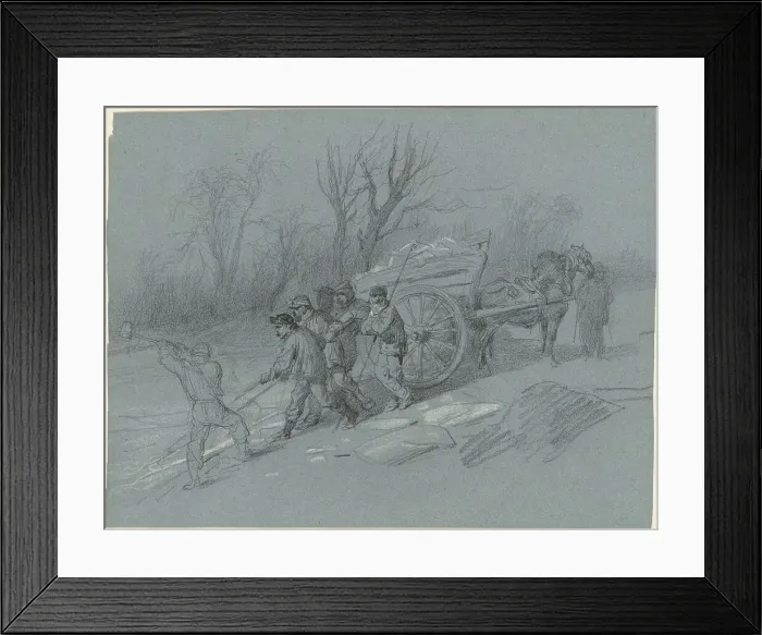 Framed Print : Workmen Gathering Ice at the Water's Edge, c. 1850. Creator: Hippolyte Lalaisse Framed Print : Workmen Gathering Ice at the Water's Edge, c. 1850. Creator: Hippolyte Lalaisse