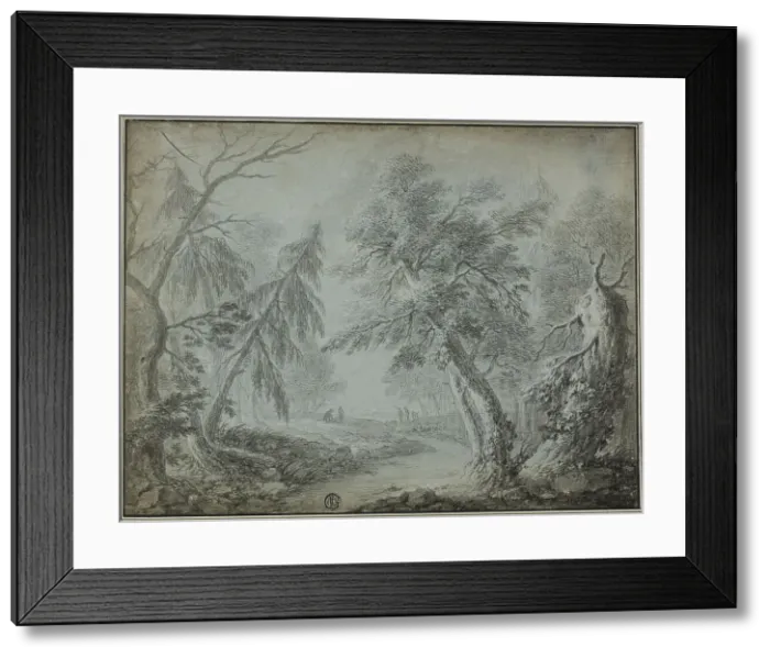 Framed Print : Forest with Stream and Figures, n.d Framed Print : Forest with Stream and Figures, n.d