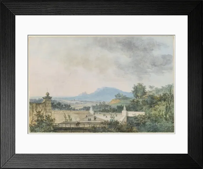 Framed Print : Panoramic View across a Terraced Park, 1780 / 1790. Creator: Louis Gabriel Moreau Framed Print : Panoramic View across a Terraced Park, 1780 / 1790. Creator: Louis Gabriel Moreau