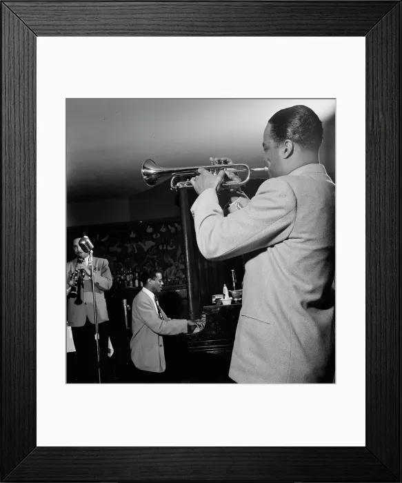 Framed Print : Portrait of (Scoville) Toby Browne, Kenny Kersey, and Buck Clayton, Café Society (Downtown), NY, 1947 Creator: William Paul Gottlieb Framed Print : Portrait of (Scoville) Toby Browne, Kenny Kersey, and Buck Clayton, Café Society (Downtown), NY, 1947 Creator: William Paul Gottlieb