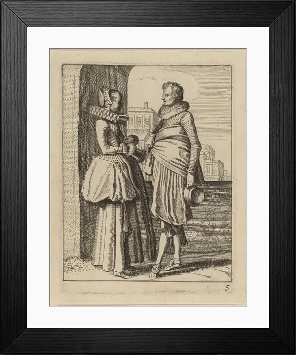 Framed Print : Two Figures in Costume. Creator: Jan van de Velde II Framed Print : Two Figures in Costume. Creator: Jan van de Velde II