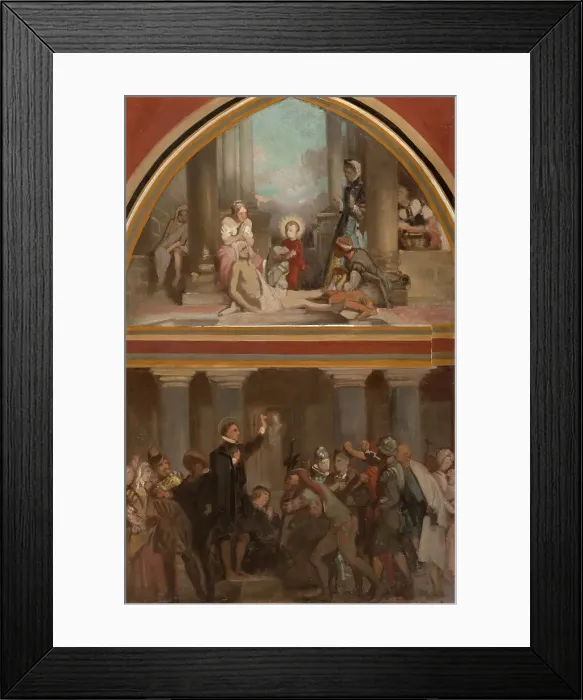 Framed Print : Sketch for the church of Saint-Séverin: the childhood of St Francis de Sales... c.1852. Creator: Victor-Louis Mottez