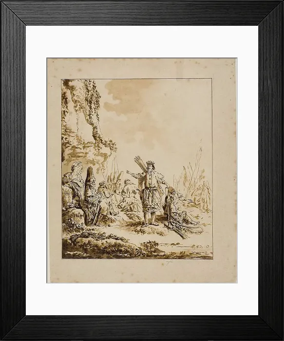 Framed Print : Copy of Halte de Calmouks, c. 1772. Creator: John Kirby Baldrey