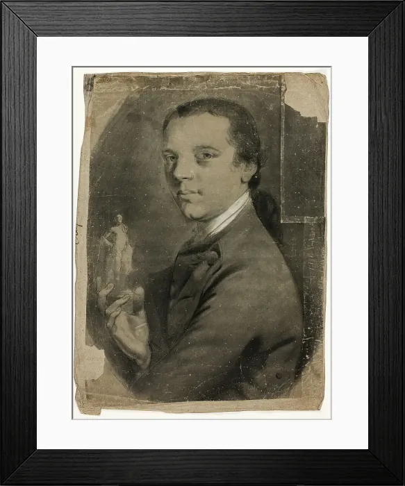 Framed Print : Young Man Holding Statuette, 1760. Creator: John Russell Framed Print : Young Man Holding Statuette, 1760. Creator: John Russell