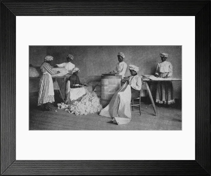 Framed Print : Mattress-making, 1904. Creator: Frances Benjamin Johnston Framed Print : Mattress-making, 1904. Creator: Frances Benjamin Johnston