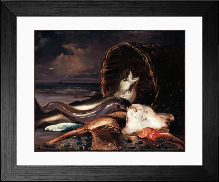 Framed Print : Nature morte aux poissons, Dieppe, 1878. Creator: Jacques Emile Blanche Framed Print : Nature morte aux poissons, Dieppe, 1878. Creator: Jacques Emile Blanche