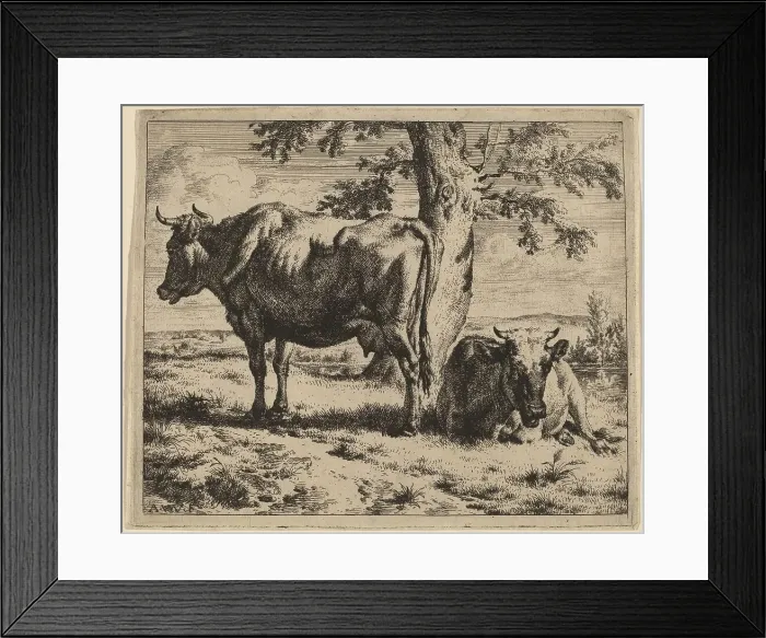 Framed Print : Two Cows under a Tree, c. 1670. Creator: Adriaen van de Velde Framed Print : Two Cows under a Tree, c. 1670. Creator: Adriaen van de Velde