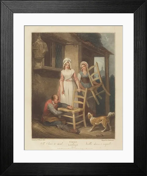 Framed Print : Old Chairs to Mend, published 1795. Creator: Giovanni Vendramini Framed Print : Old Chairs to Mend, published 1795. Creator: Giovanni Vendramini