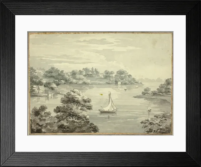 Framed Print : Sailing Boats on Lake with Houses near Shore, n.d. Creators: Thomas Hearne, Thomas Sunderland, James Barne Framed Print : Sailing Boats on Lake with Houses near Shore, n.d. Creators: Thomas Hearne, Thomas Sunderland, James Barne