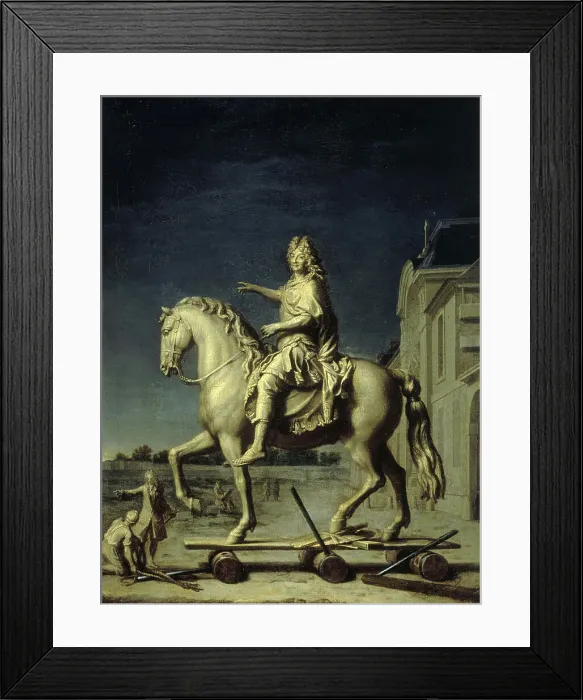 Framed Print : Transport sur la place Louis-le-Grand (actuelle place Vendôme) de la statue de Louis XIV...1699. Creator: Rene-Antoine Houasse Framed Print : Transport sur la place Louis-le-Grand (actuelle place Vendôme) de la statue de Louis XIV...1699. Creator: Rene-Antoine Houasse