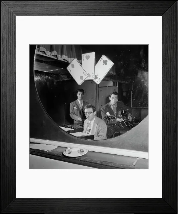 Framed Print : Portrait of Terry Gibbs, Harry Biss, and Bill (Buddy) De Arango, Three Deuces, N.Y. 1947. Creator: William Paul Gottlieb Framed Print : Portrait of Terry Gibbs, Harry Biss, and Bill (Buddy) De Arango, Three Deuces, N.Y. 1947. Creator: William Paul Gottlieb