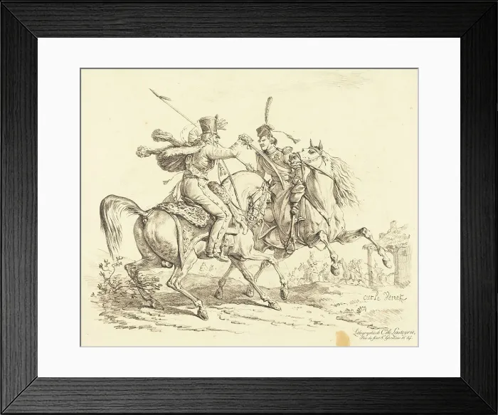 Framed Print : Hussard Striking a Cossack. Creator: Carle Vernet Framed Print : Hussard Striking a Cossack. Creator: Carle Vernet