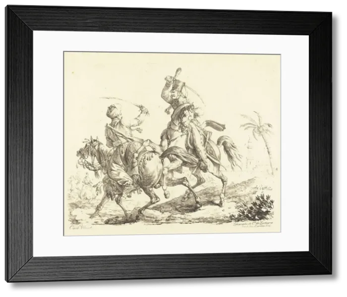 Framed Print : Hussard Striking a Mameluck. Creator: Carle Vernet Framed Print : Hussard Striking a Mameluck. Creator: Carle Vernet