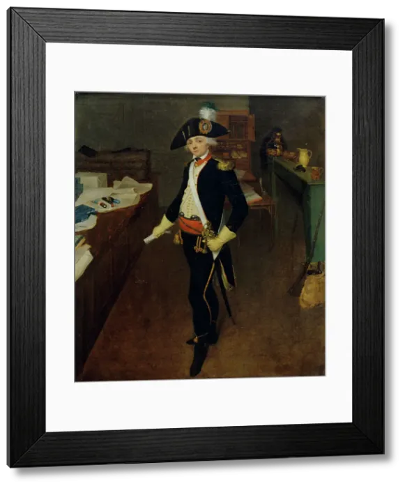 Framed Print : M. Estellé, marchand de galons rue Saint-Honoré, en uniforme de capitaine des chasseurs... 1790. Creator: Jean-Marie Hooghstoel Framed Print : M. Estellé, marchand de galons rue Saint-Honoré, en uniforme de capitaine des chasseurs... 1790. Creator: Jean-Marie Hooghstoel