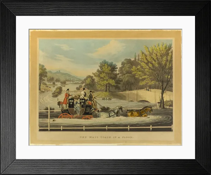 Framed Print : The Mail Coach in a Flood, 1827. Creator: F Rosenbourg Framed Print : The Mail Coach in a Flood, 1827. Creator: F Rosenbourg