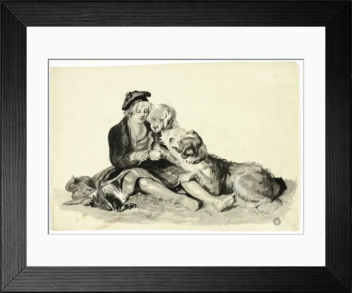 Framed Print : Highland Boy and Dogs, n.d. Creator: Unknown Framed Print : Highland Boy and Dogs, n.d. Creator: Unknown