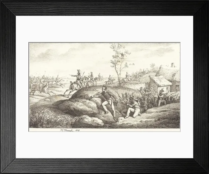 Framed Print : Infantry Ambush against the Cossacks, 1818. Creator: Emile Jean-Horace Vernet Framed Print : Infantry Ambush against the Cossacks, 1818. Creator: Emile Jean-Horace Vernet