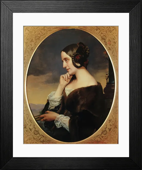 Framed Print : Portrait de Marie de Flavigny, comtesse d'Agoult (1805-1876), écrivain (sous le pseudonyme... 1843. Creator: Henri Lehmann) Framed Print : Portrait de Marie de Flavigny, comtesse d'Agoult (1805-1876), écrivain (sous le pseudonyme... 1843. Creator: Henri Lehmann)