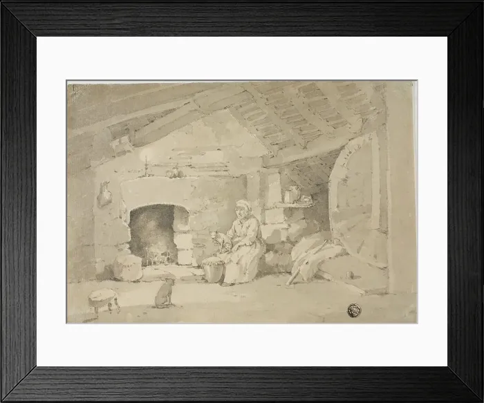 Framed Print : Woman in a Rustic Interior, n.d. Creator: Unknown Framed Print : Woman in a Rustic Interior, n.d. Creator: Unknown