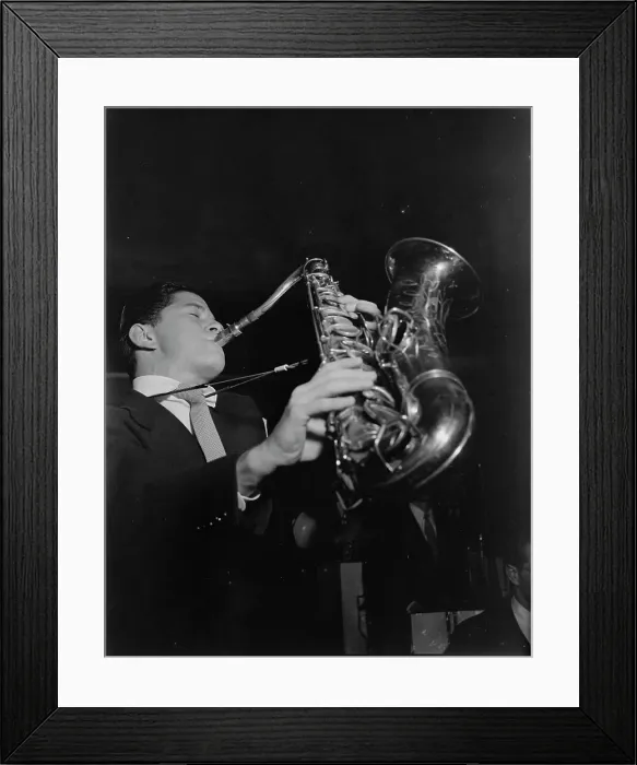 Framed Print : Portrait of Allen Eager, Arcadia Ballroom, New York, N.Y. ca. May 1947. Creator: William Paul Gottlieb Framed Print : Portrait of Allen Eager, Arcadia Ballroom, New York, N.Y. ca. May 1947. Creator: William Paul Gottlieb