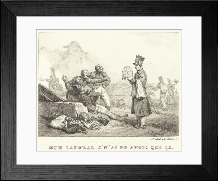Framed Print : Mon Caporal, Je n'ai pu avons que ça, 1823. Creator: Emile Jean-Horace Vernet Framed Print : Mon Caporal, Je n'ai pu avons que ça, 1823. Creator: Emile Jean-Horace Vernet