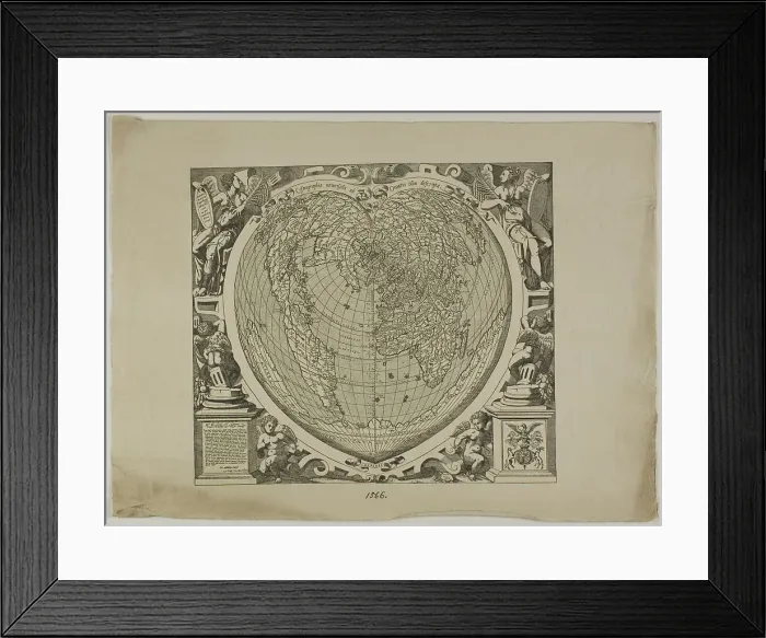 Framed Print : Map of the World, 1566, reprinted 1889. Creator: Unknown Framed Print : Map of the World, 1566, reprinted 1889. Creator: Unknown