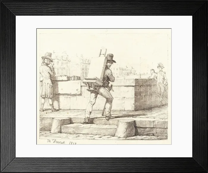 Framed Print : Artist Carrying Easel with a Lithographic Stone, 1818. Creator: Emile Jean-Horace Vernet Framed Print : Artist Carrying Easel with a Lithographic Stone, 1818. Creator: Emile Jean-Horace Vernet