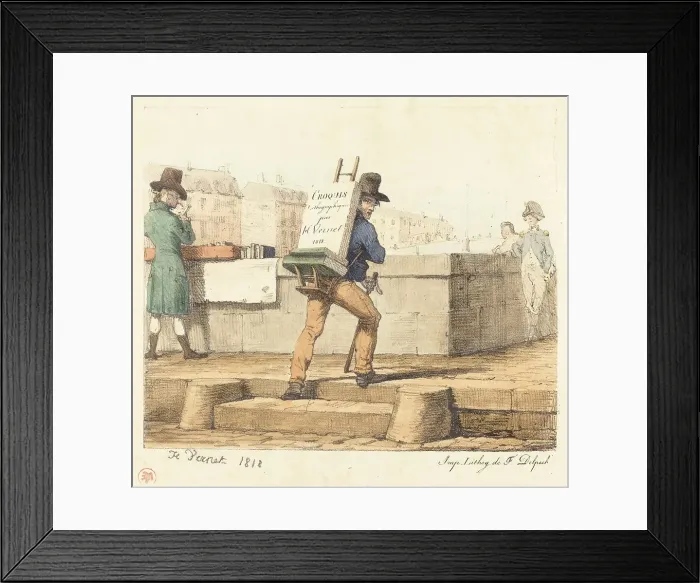 Framed Print : Artist Carrying Easel with a Lithographic Stone, 1818. Creator: Emile Jean-Horace Vernet Framed Print : Artist Carrying Easel with a Lithographic Stone, 1818. Creator: Emile Jean-Horace Vernet
