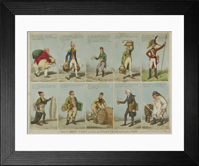 Framed Print : New London Cries or all the talents making themselves useful!, published May 1807. Creator: Unknown