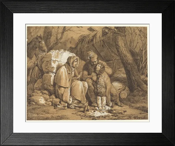 Framed Print : Soldier's Family Encamped, c. 1818. Creator: Emile Jean-Horace Vernet Framed Print : Soldier's Family Encamped, c. 1818. Creator: Emile Jean-Horace Vernet