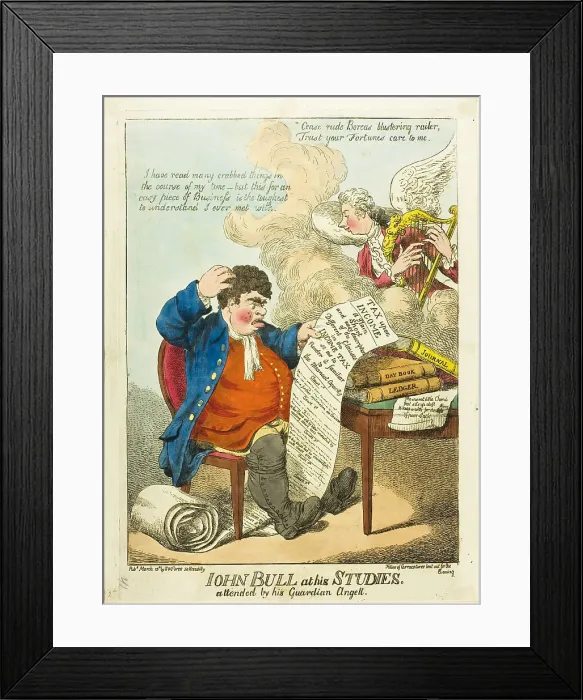 Framed Print : John Bull at His Studies, published March 13, 1799. Creator: Unknown Framed Print : John Bull at His Studies, published March 13, 1799. Creator: Unknown