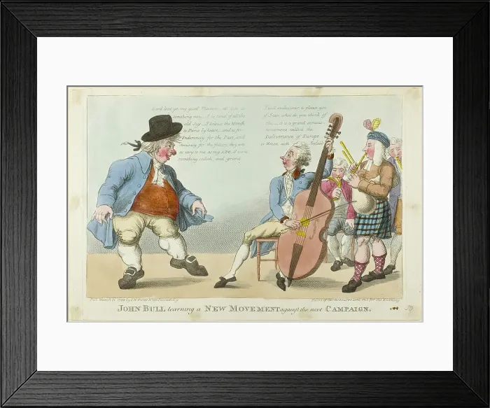 Framed Print : John Bull Learning a New Movement, published March 21, 1799. Creator: Unknown