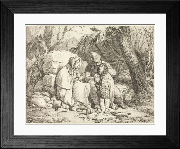 Framed Print : Soldier's Family Encamped, c. 1818. Creator: Emile Jean-Horace Vernet Framed Print : Soldier's Family Encamped, c. 1818. Creator: Emile Jean-Horace Vernet