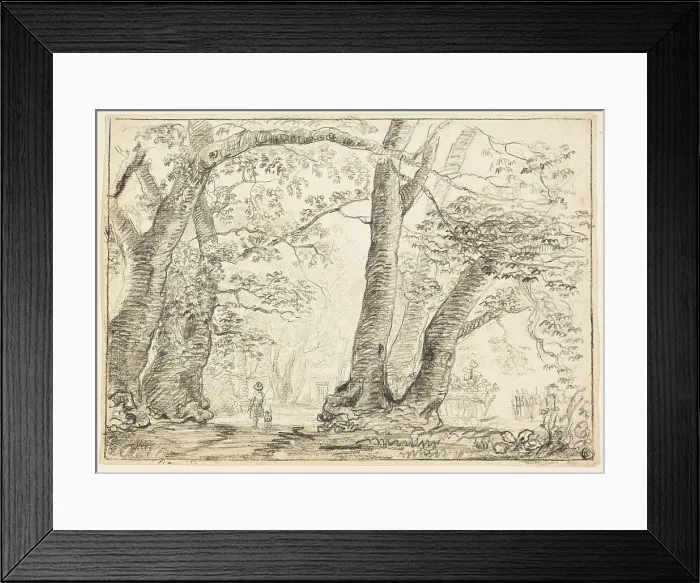 Framed Print : Man with Dog in Forest, n.d. Creator: Unknown Framed Print : Man with Dog in Forest, n.d. Creator: Unknown