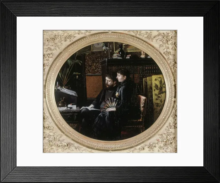 Framed Print : Portrait d'Alphonse Daudet (1840-1897) et son épouse (née Julie Allard, 1844-1940), dans... 1883. Creator: Louis Montegut Framed Print : Portrait d'Alphonse Daudet (1840-1897) et son épouse (née Julie Allard, 1844-1940), dans... 1883. Creator: Louis Montegut