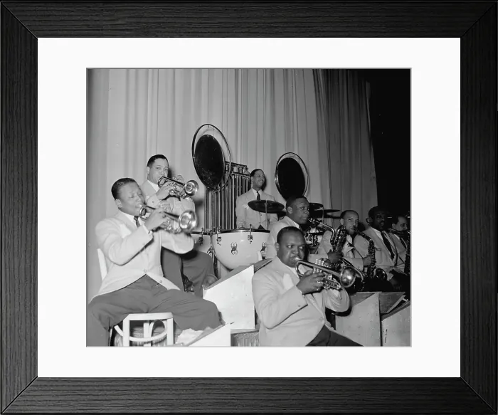 Framed Print : Portrait of Barney Bigard, Ben Webster, Otto... Howard Theater(?), Washington, D.C. 1938. Creator: William Paul Gottlieb Framed Print : Portrait of Barney Bigard, Ben Webster, Otto... Howard Theater(?), Washington, D.C. 1938. Creator: William Paul Gottlieb