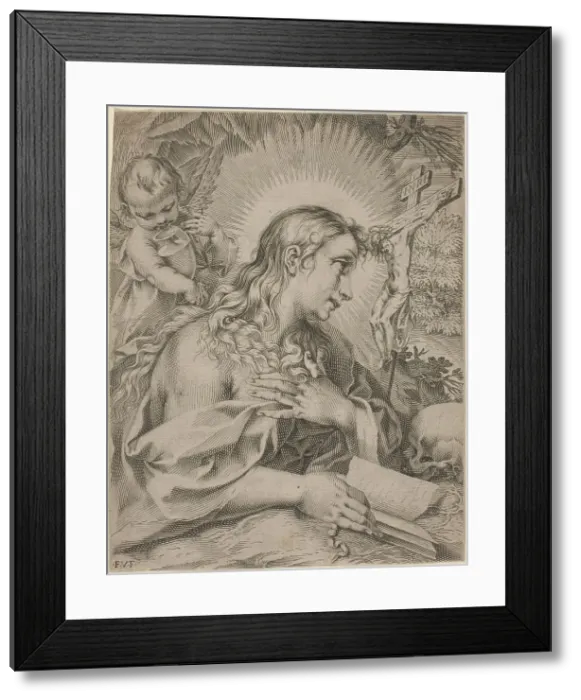 Framed Print : The Penitent Magdalene, first quarter 17th century. Creator: Francesco Villamena Framed Print : The Penitent Magdalene, first quarter 17th century. Creator: Francesco Villamena