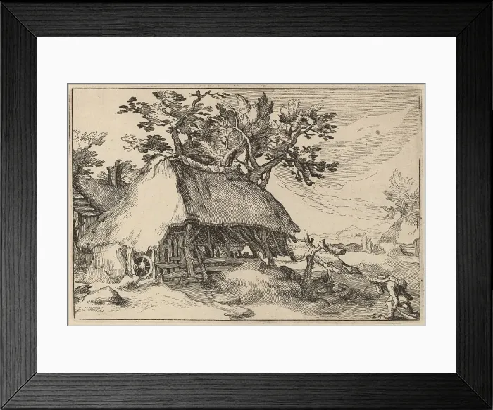 Framed Print : A Barn, 1620. Creator: Claes Jansz Visscher Framed Print : A Barn, 1620. Creator: Claes Jansz Visscher