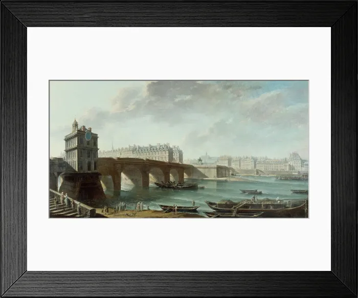 Framed Print : La Pompe de la Samaritaine, le Pont-Neuf et l'île de la Cité, le quai de Conti, vus... before 1771. Creator: Nicolas Raguenet Framed Print : La Pompe de la Samaritaine, le Pont-Neuf et l'île de la Cité, le quai de Conti, vus... before 1771. Creator: Nicolas Raguenet