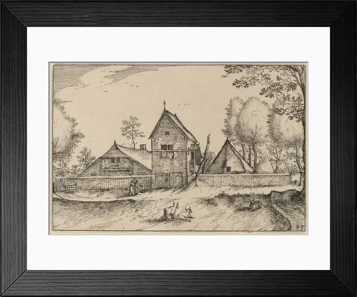 Framed Print : Large Walled Farm. Creator: Claes Jansz Visscher Framed Print : Large Walled Farm. Creator: Claes Jansz Visscher